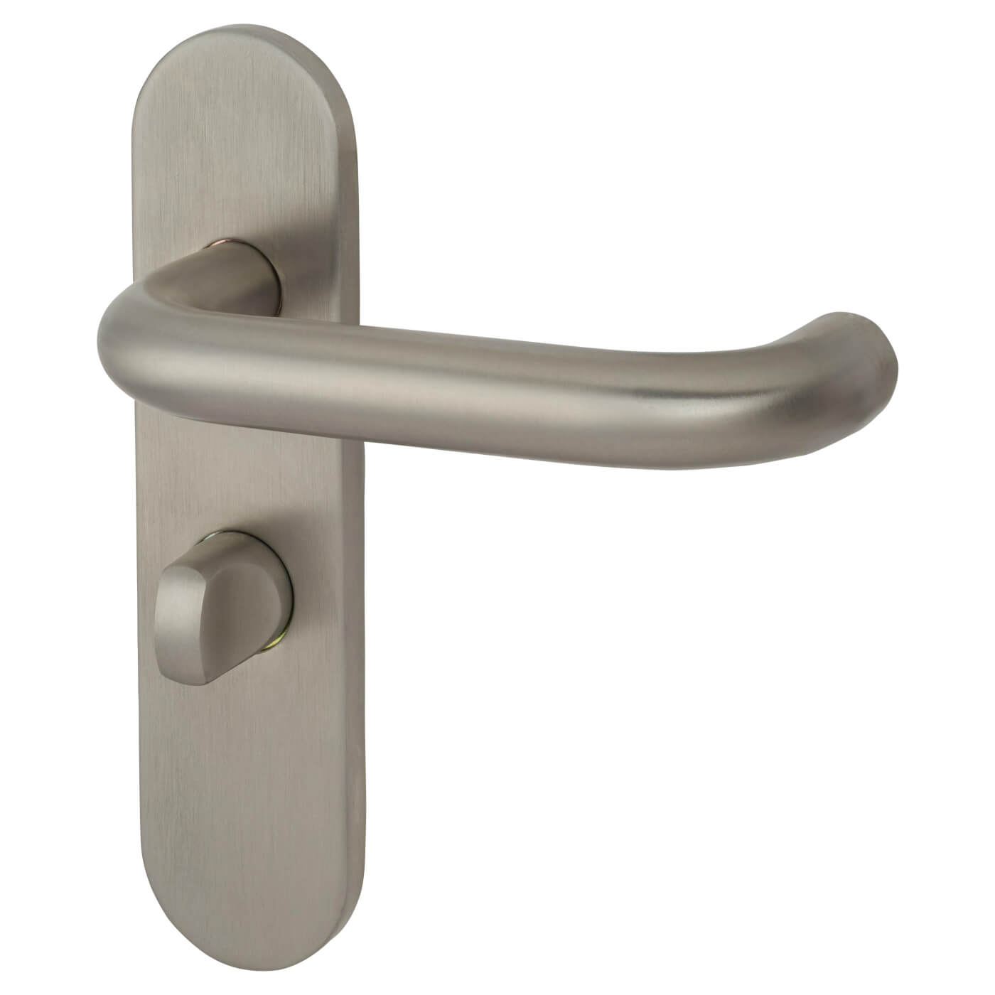 Satin Stainless Steel 19mm Return to Door Bathroom Door Handles - Radius - 57mm c/c - RH - view 6