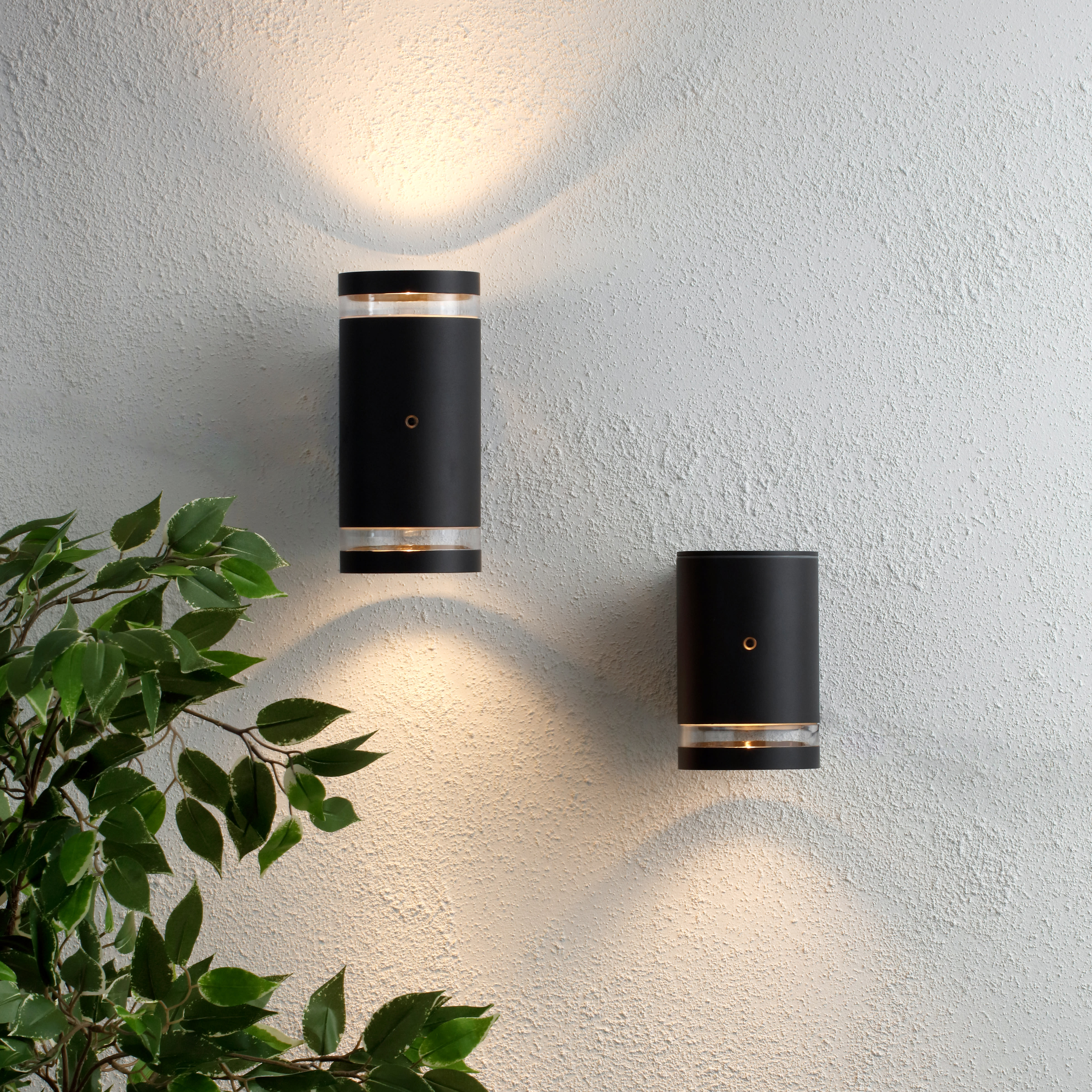 Forum Zink Lens Outdoor Up or Down Wall Light with Photocell - IP44 - Anthracite - view 3