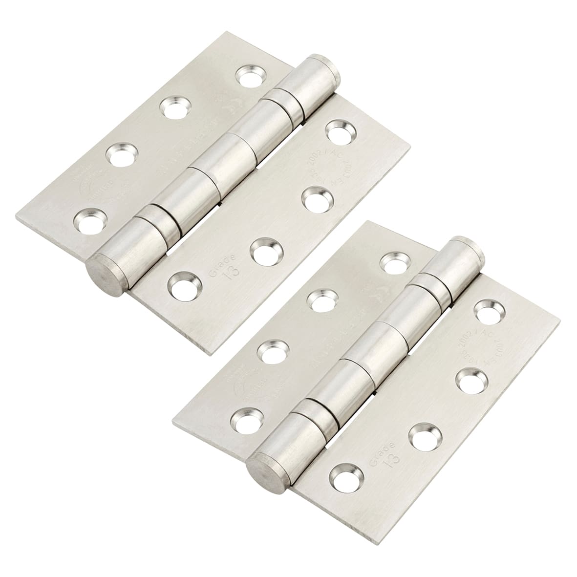 Twin Ball Bearing Grade 13 Butt Fire Door Hinge - 100 x 75 x 3mm - 201 Sat Stainless - Pair - view 6