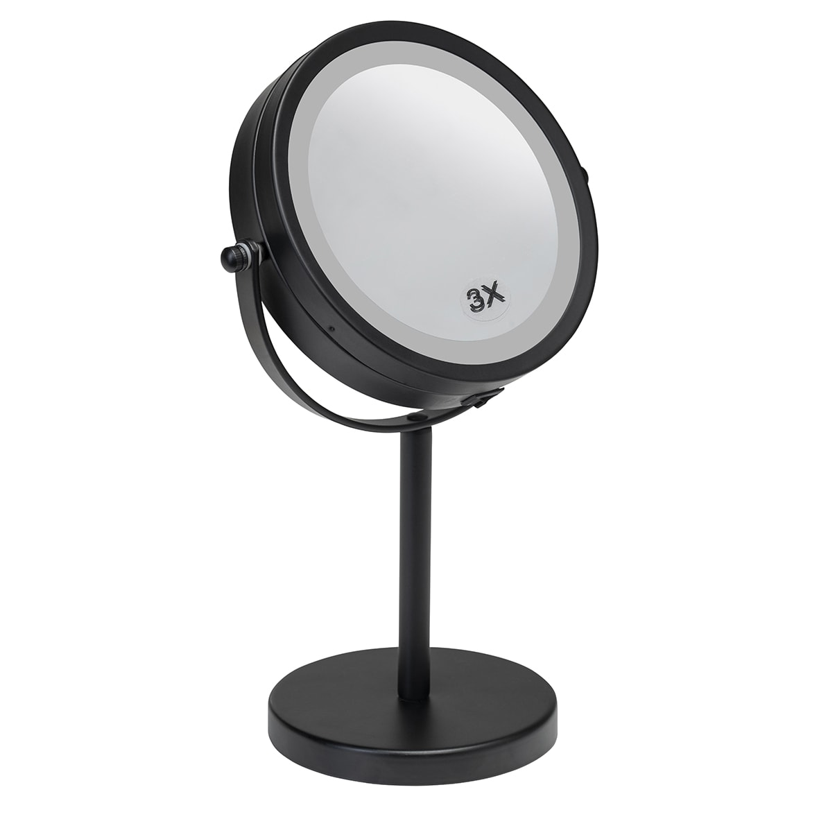 Freestanding LED 3x Magnifying Bathroom Mirror - 295 x 185 x 120mm - Matt Black - view 3