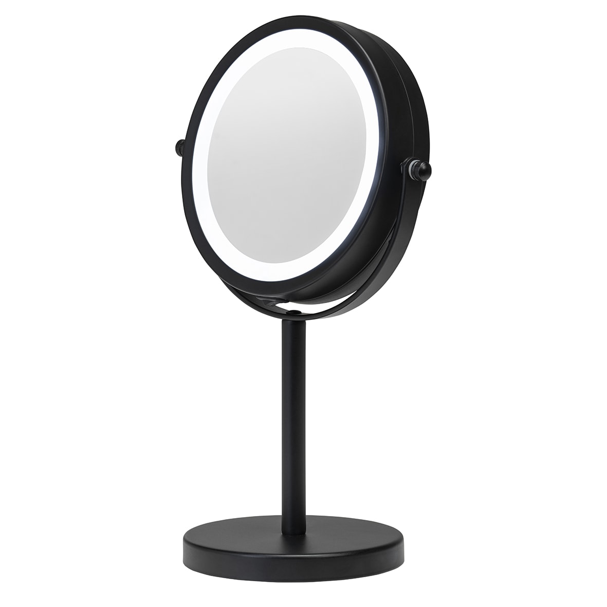 Freestanding LED 3x Magnifying Bathroom Mirror - 295 x 185 x 120mm - Matt Black - view 4