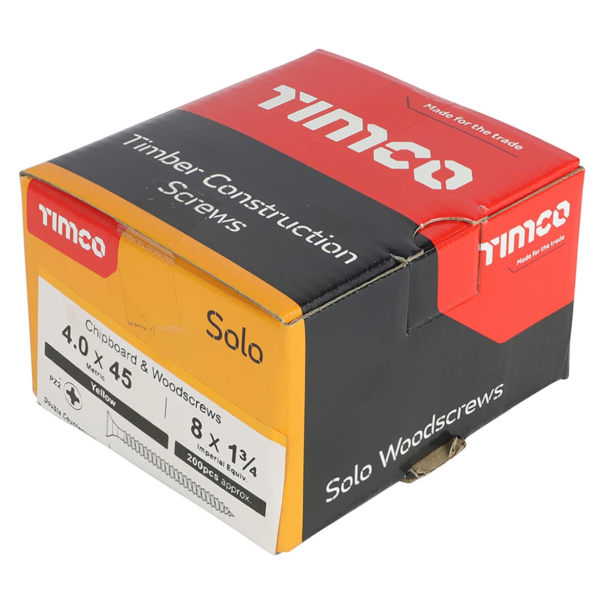 Solo Chippy Pozi Countersunk Wood Screws - 4.0 x 45mm - Yellow Zinc - Pack of 200 - view 4