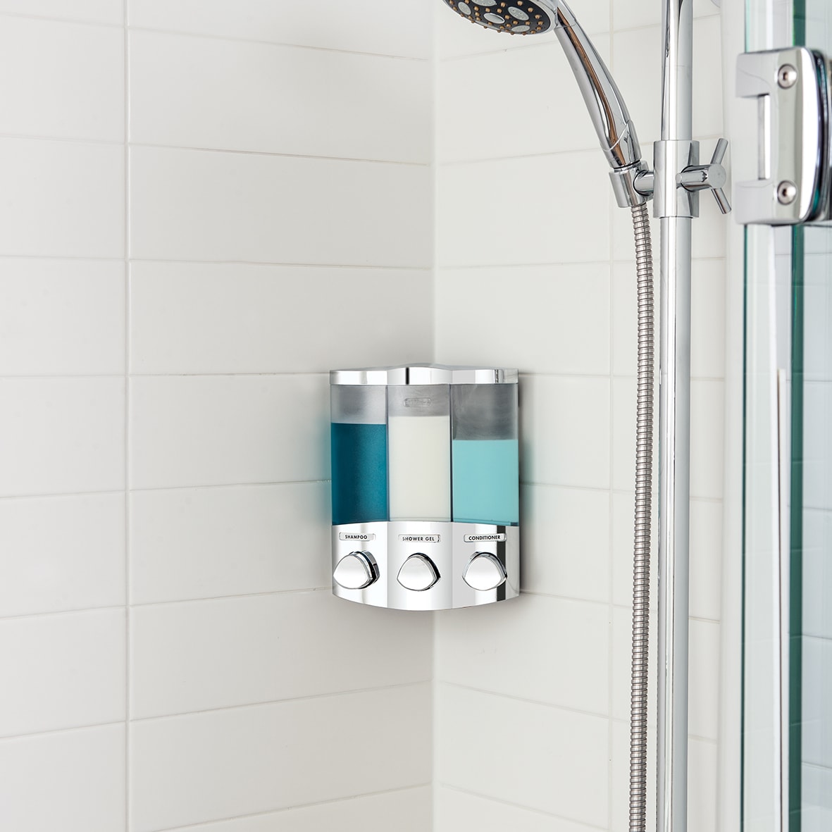 Euro Wall Mounted Trio Soap Dispenser - 180 x 100 x 230mm - Chrome - view 2