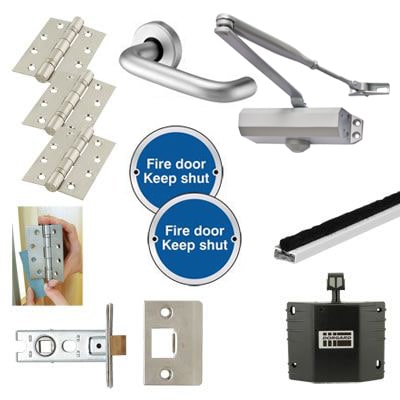 Light Duty Latch Door Handle on Rose Fire Door Kit - Hold Open - Aluminium - view 2