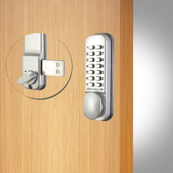 Surface Deadbolt Push Button Code Lock - Satin Chrome - view 3