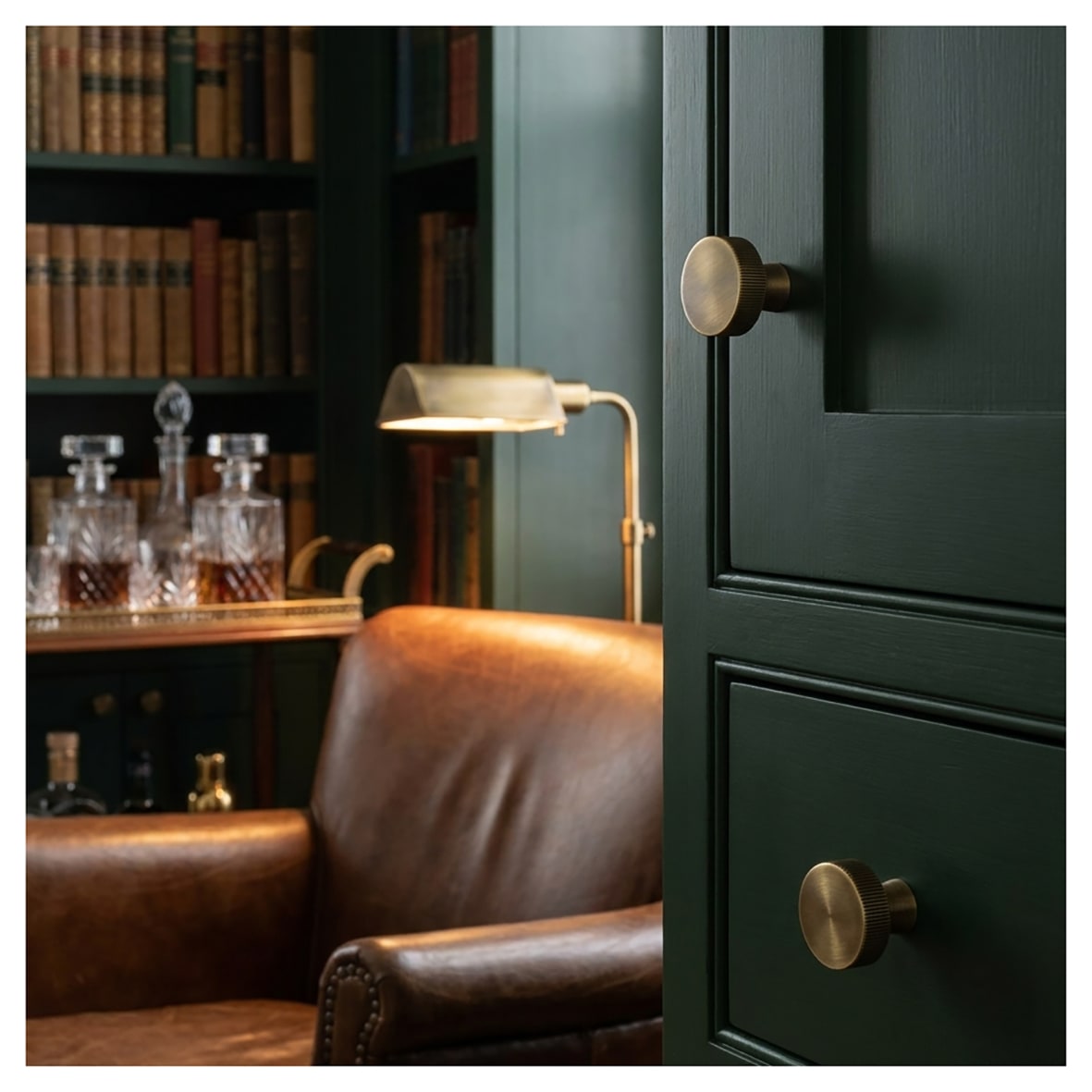 Thaxted Lines Round Cabinet Knob - 30mm Diameter - Antique Brass - view 2