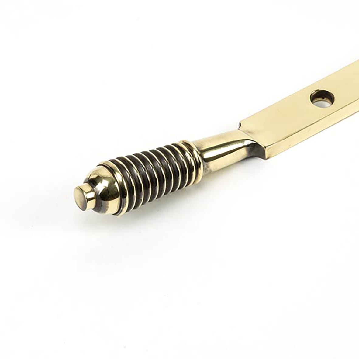 Reeded Casement Window Stay - 8"/200mm Length - Aged Brass - view 2