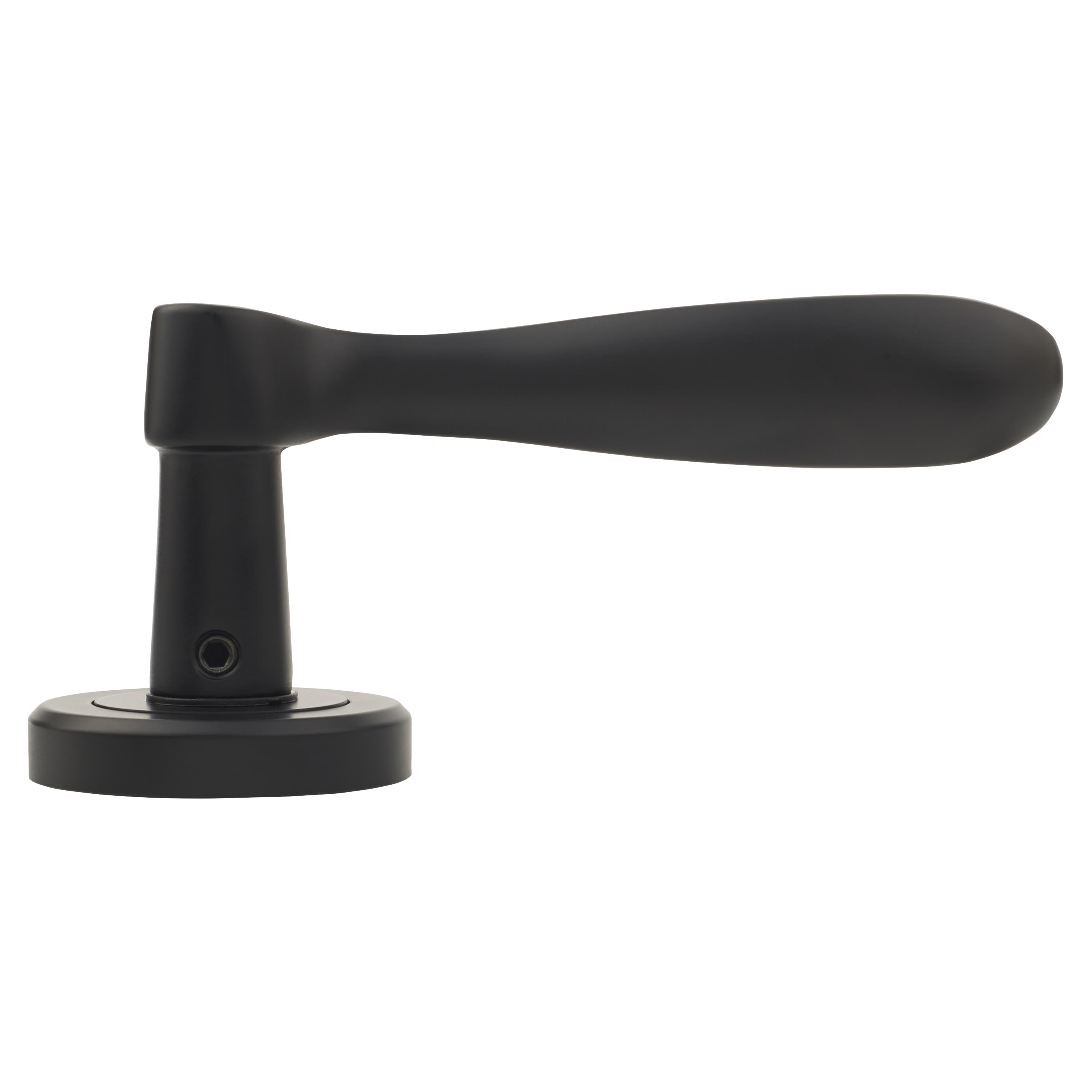 Brass Matt Black Scroll Door Handles on Round Rose - Verdun Range - view 3