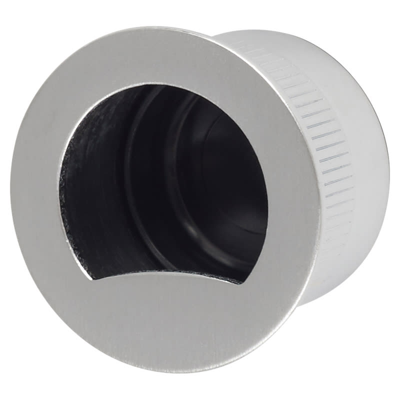 Round Door Edge Flush Pull - Satin Chrome - view 2