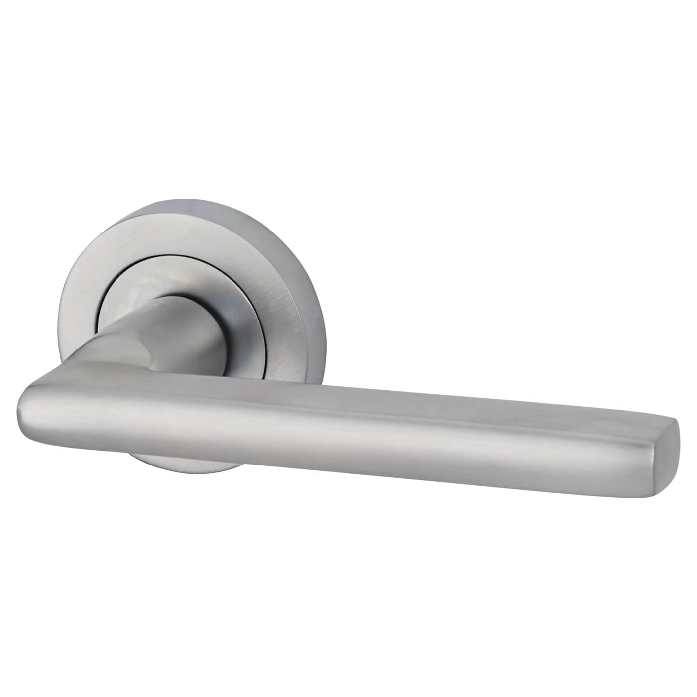 Satin Chrome Bathroom Lock Door Handles on Rose Pack - Sophia Range - view 3