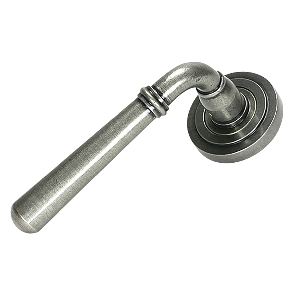 Pewter Door Handles on Round Art Deco Rose - Newbury Range - view 2