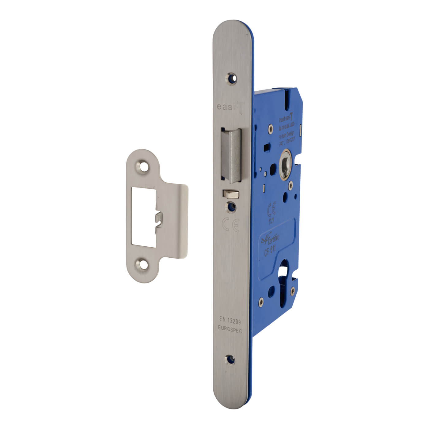 DIN Euro Mortice Nightlatch - 85mm Case - 60mm Backset - Radius - Satin Stainless Steel - view 2