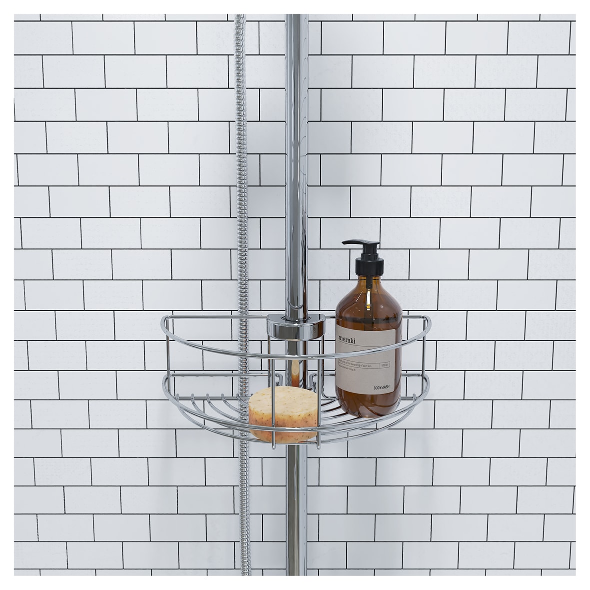 Easy Fit Clip On Riser Rail Shower Basket - One Tier - 85 x 265 x 135mm - Polished Chrome - view 5