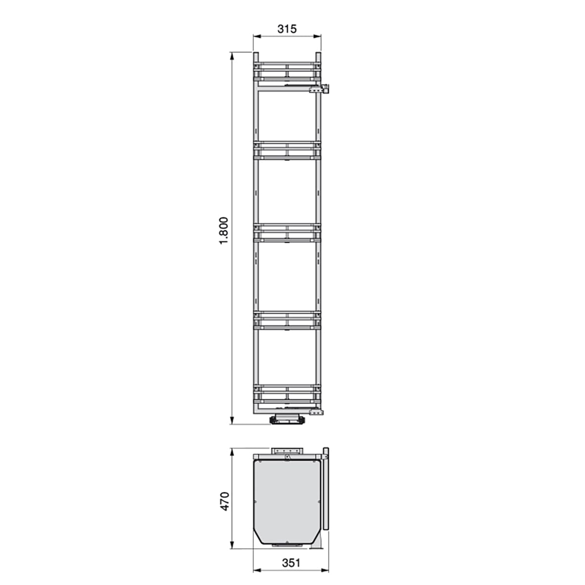 Titane Column 5 Tier Ladder Pull Out Organiser - Cabinet Width 400mm - Anthracite Grey - view 3