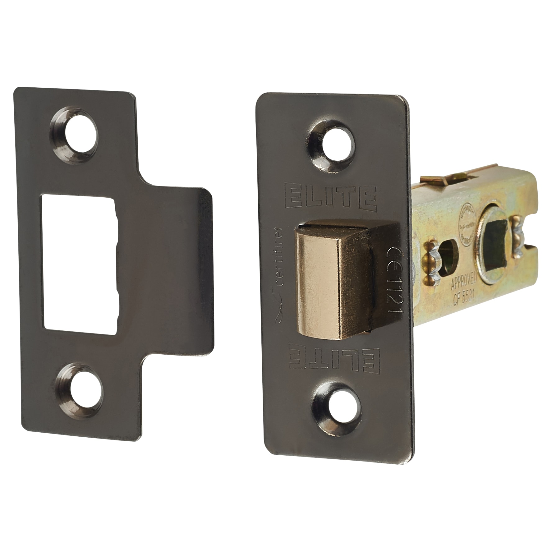 Tubular Latch Pack - 57mm Backset - 3 x Fire Rated Ball Bearing Hinges - Black Nickel - view 3