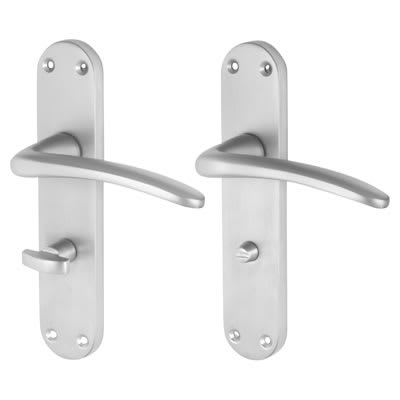Satin Chrome Bathroom Door Handles - Salerno Range - 182 x 39mm - view 2
