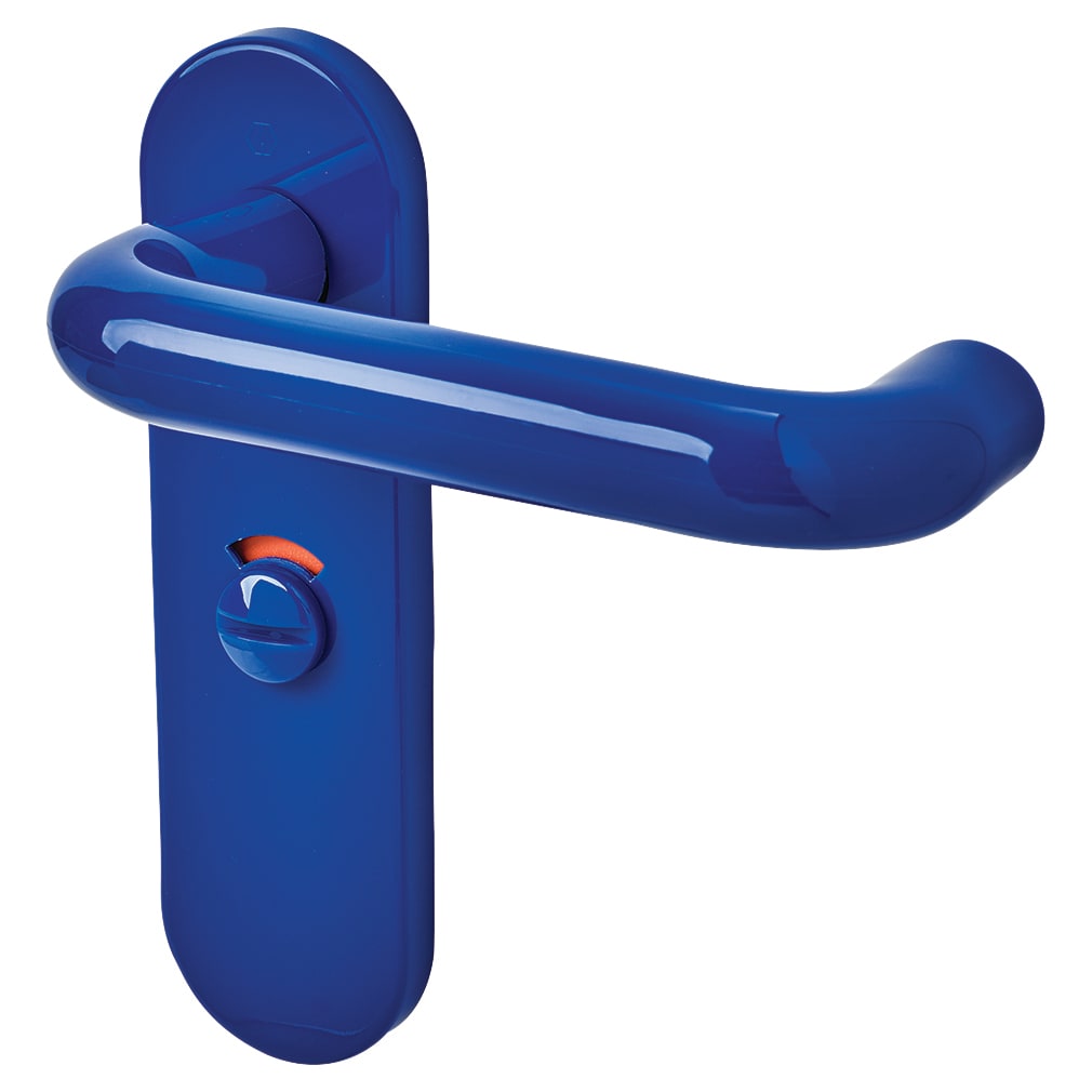 Cobalt Blue Nylon Steel Core Safety Bathroom Door Handles - 57mm c/c - Paris Range - view 4