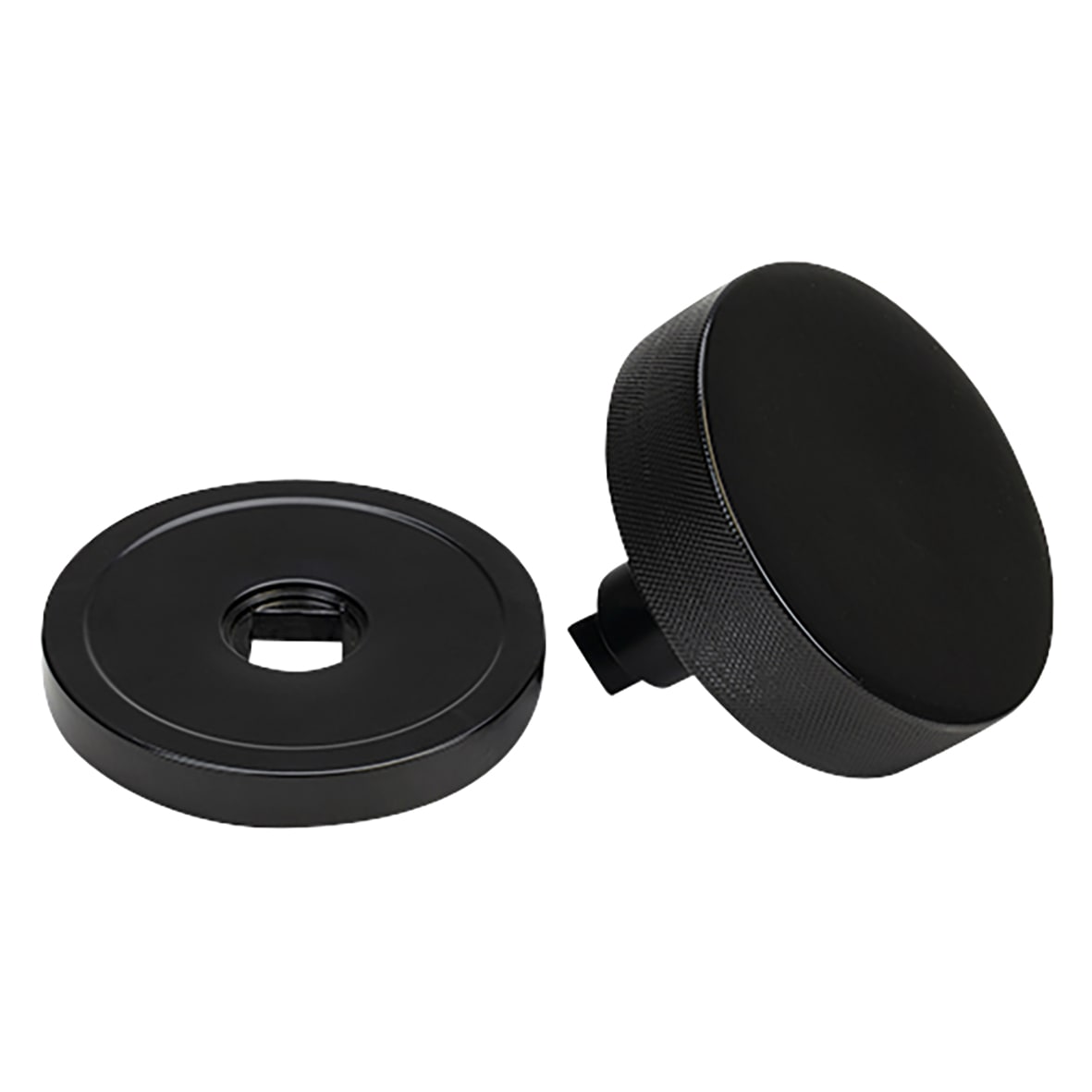 Brompton Black Round Knurled Centre Door Knob - 90mm Rose Diameter - view 3