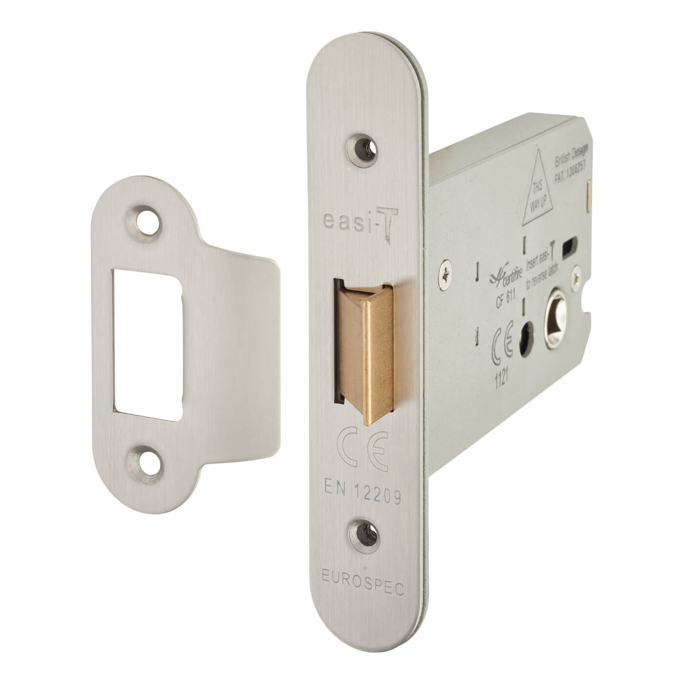 Heavy Duty Bolt Through Flat Latch - 104mm Case - 82mm Backset - Radius - Satin Stainless Steel - view 2