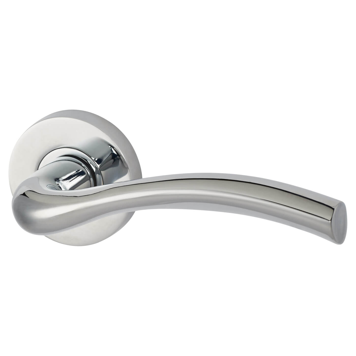 Polished Chrome Door Handles on Round Rose - Solar Range - view 2