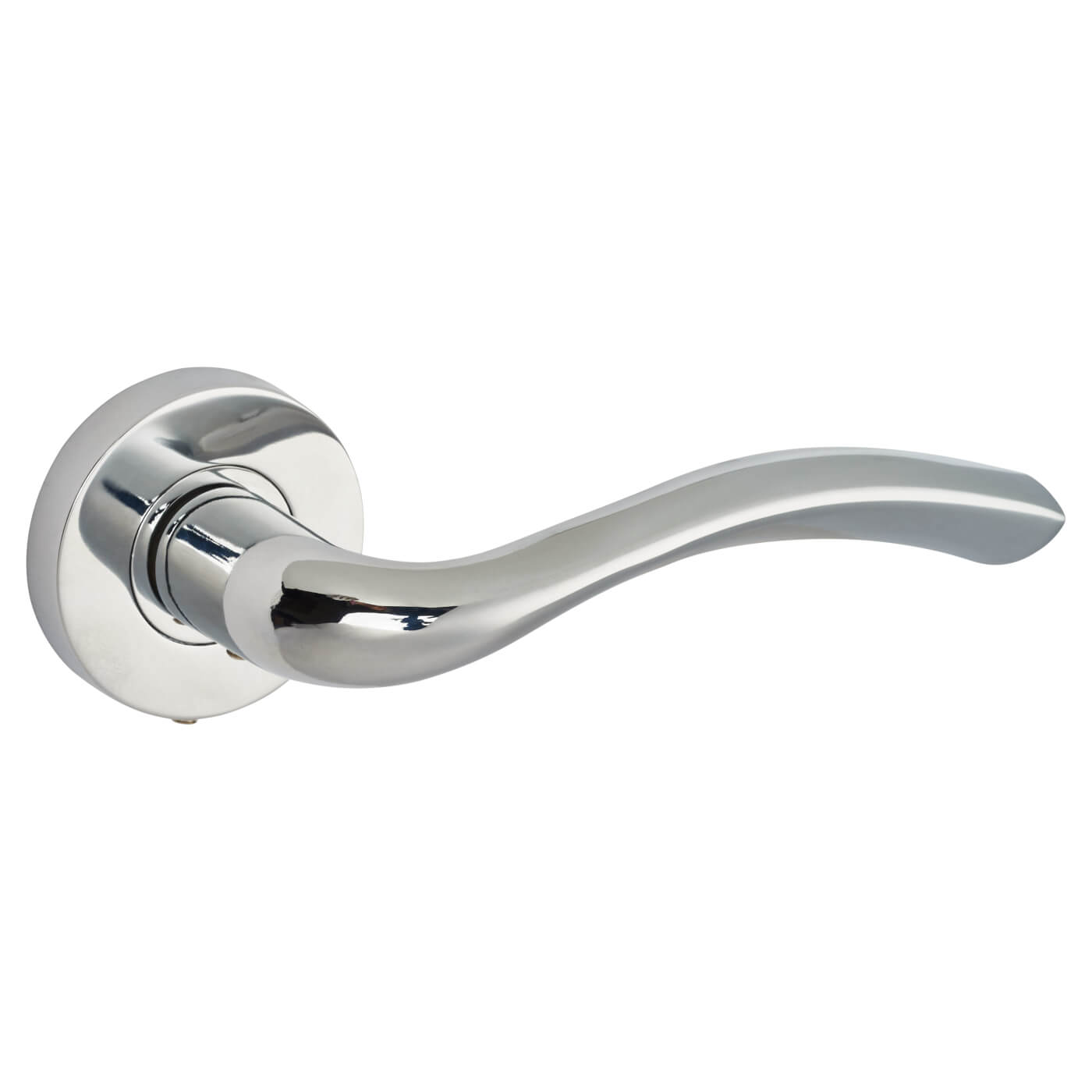Polished Chrome Door Handles on Round Rose - Solar Range - view 3