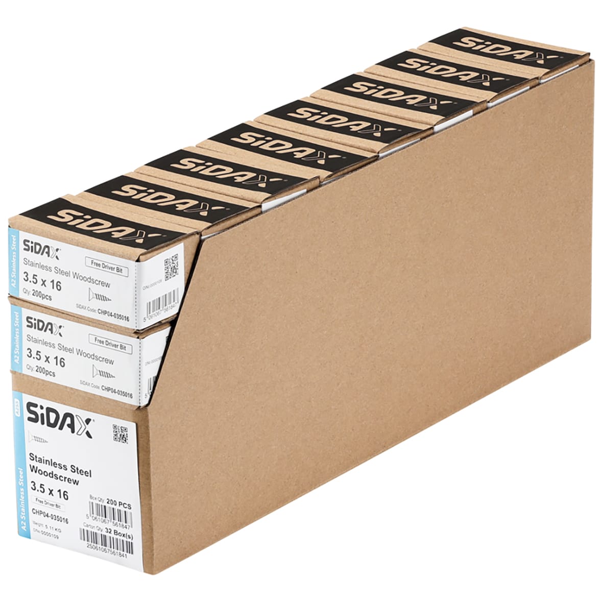 Pozi Countersunk Wood Screws - 3.5 x 16mm - A2 Stainless Steel - Pack of 200 - view 3