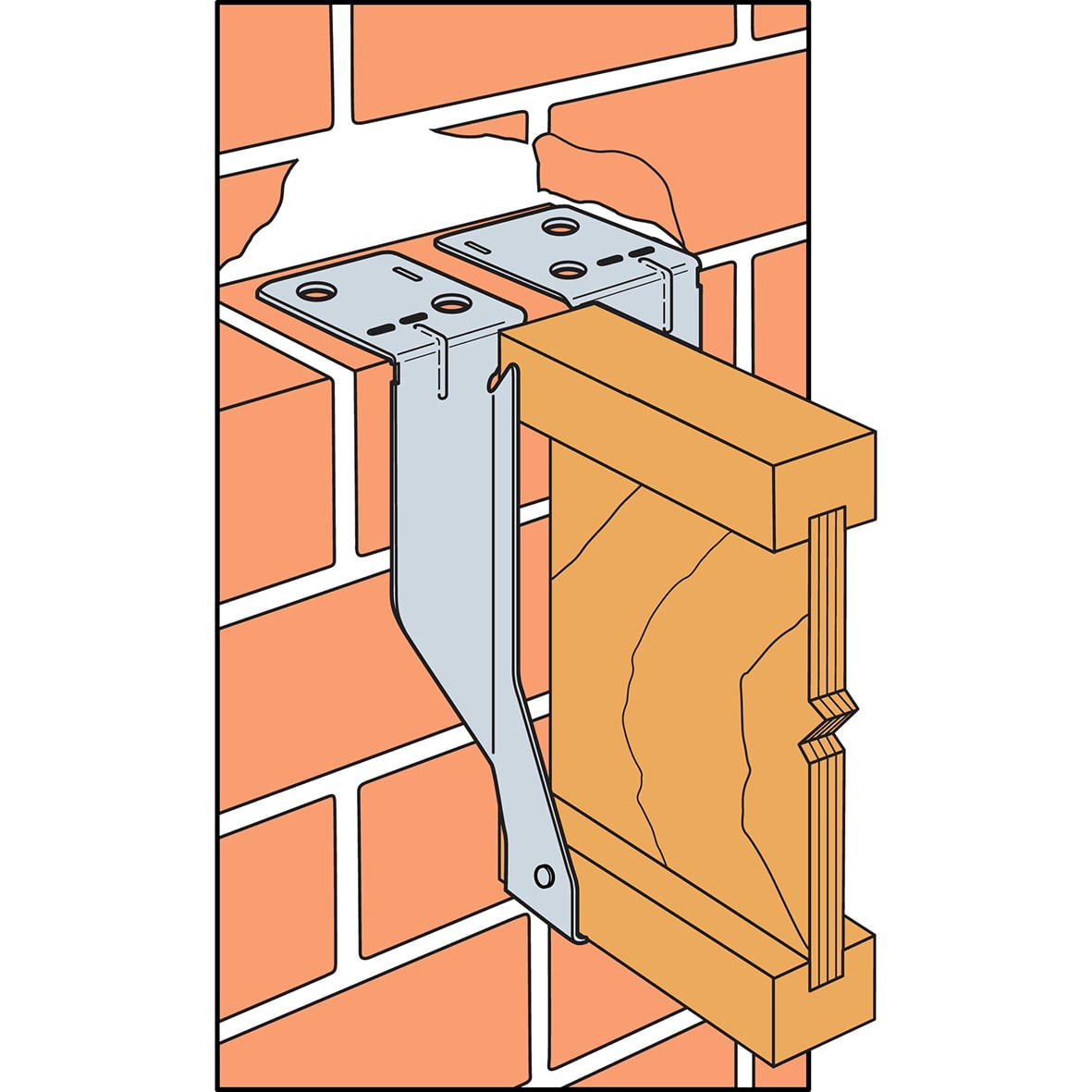 Masonry Joist Hanger for Solid Joists - 200 x 91mm - view 3