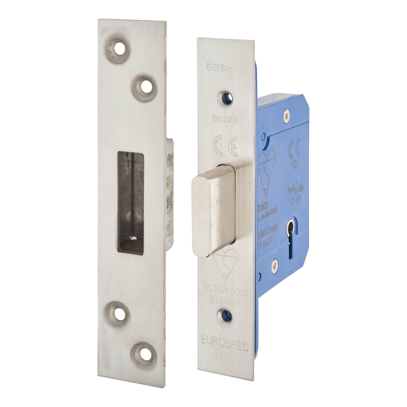 5 Lever Deadlock - 65mm Case - 44mm Backset - Satin Stainless Steel - view 2