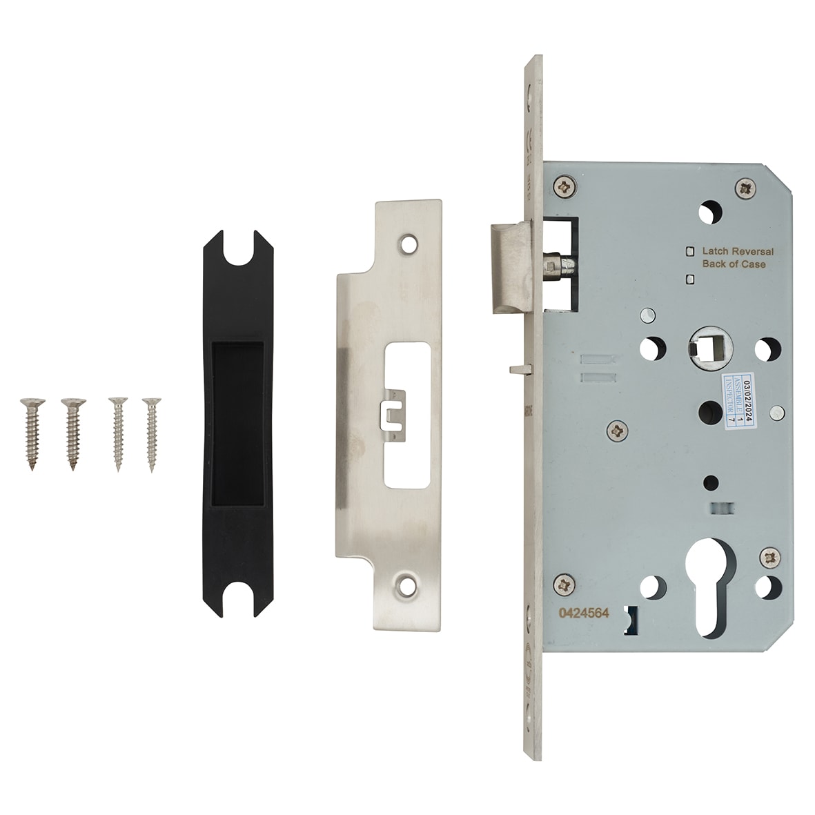 DIN Mortice Nightlatch - 88mm Case - 60mm Backset - Square - Satin Stainless Steel - view 2