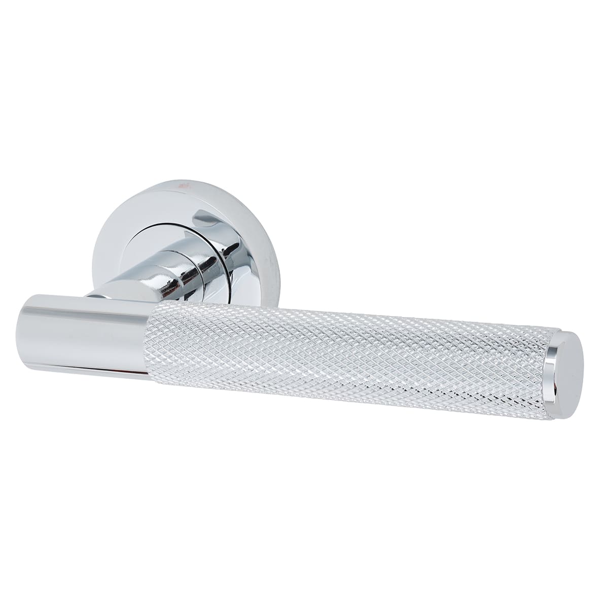 Brass Polished Chrome Knurled Latch Door Handles on Rose Ultimate Pack - Lagos Range - view 2