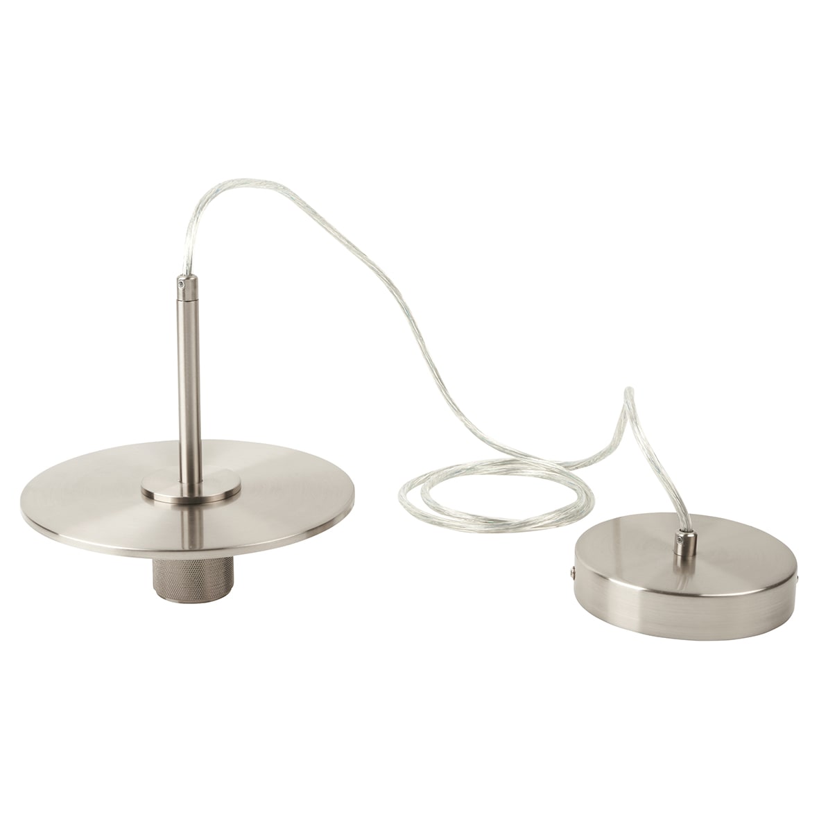 Savaneta Knurled Ceiling Light Pendant - Satin Nickel Fittings and Plate - view 4