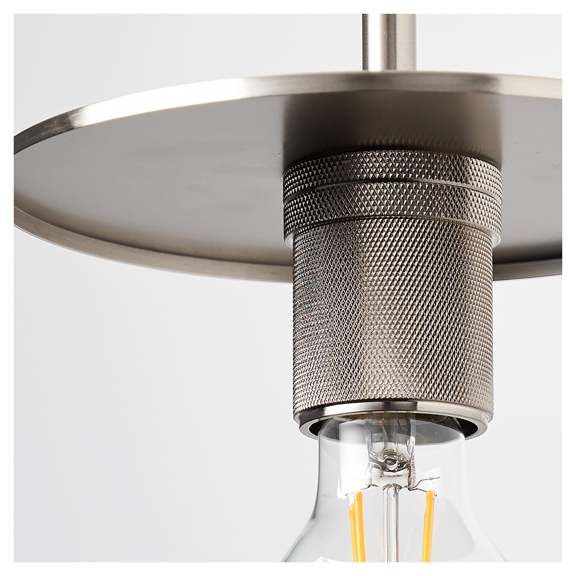Savaneta Knurled Ceiling Light Pendant - Satin Nickel Fittings and Plate - view 5