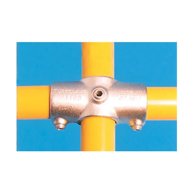 2 Socket Cross Connector with Through Centre Tube - Key Clamp System - Galvanised - view 2