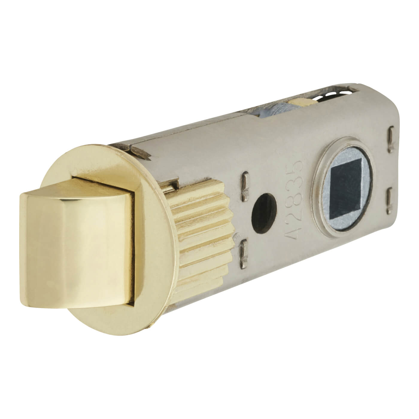 FastLatch Push-Fit Bolt Through Tubular Latch - 60mm Case - 44mm Backset - Round - Pol Brass - view 3