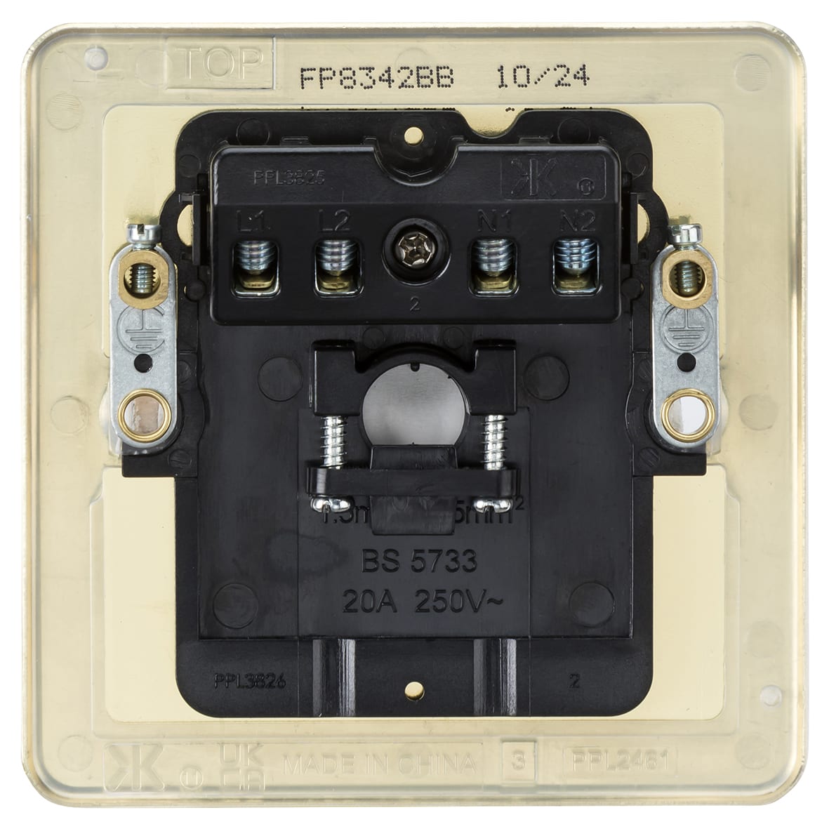 20A Flat Plate Flex Outlet Plate - Brushed Brass - view 3