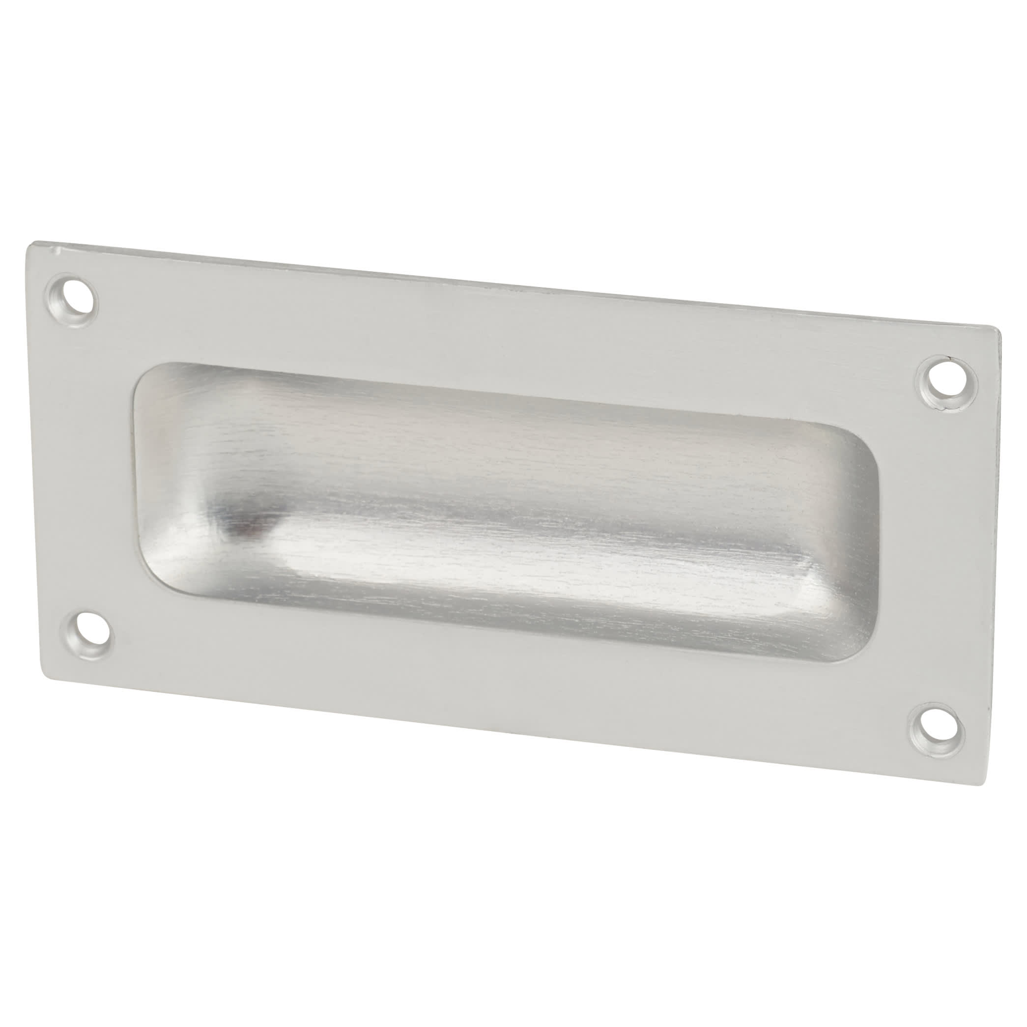 Rectangular Flush Cabinet Pull Handle - 90 x 43mm - Satin Aluminium - view 2
