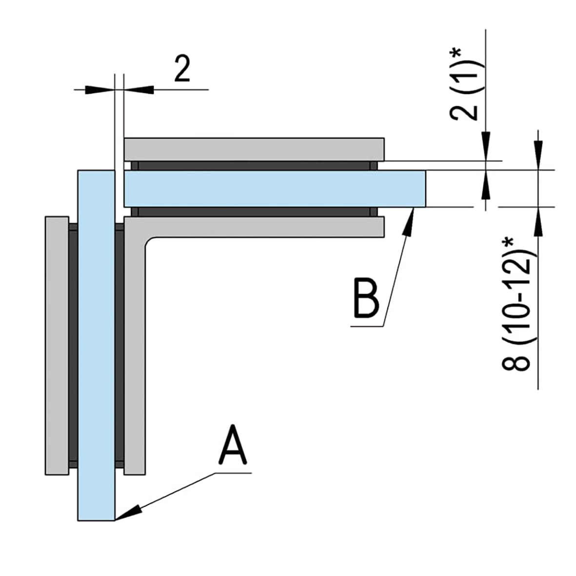 Bilbao Glass to Glass Clamp - 90° - 8-12mm Glass - Matt Black - view 4