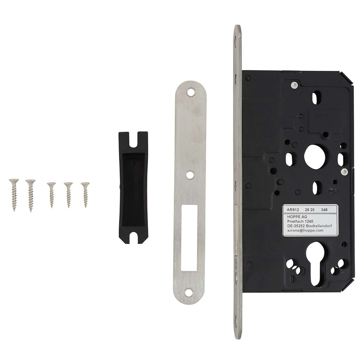 DIN Deadlock - 88mm Case - 60mm Backset - Radius - Satin Stainless Steel - view 2