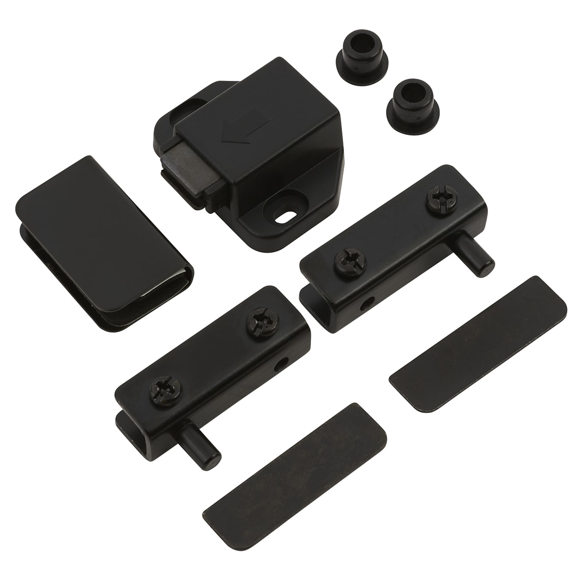 Magnetic Glass Door Touch Latch with Counter Piece and Pivot Hinges - 41 x 31 x 16mm - Black - view 2