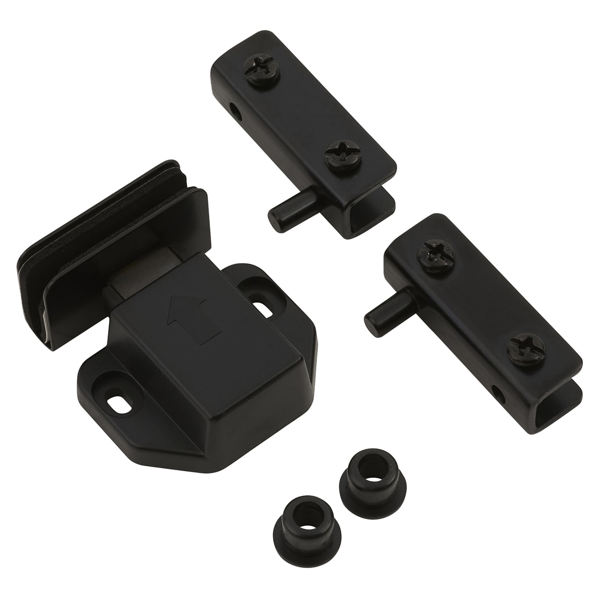 Magnetic Glass Door Touch Latch with Counter Piece and Pivot Hinges - 41 x 31 x 16mm - Black - view 3