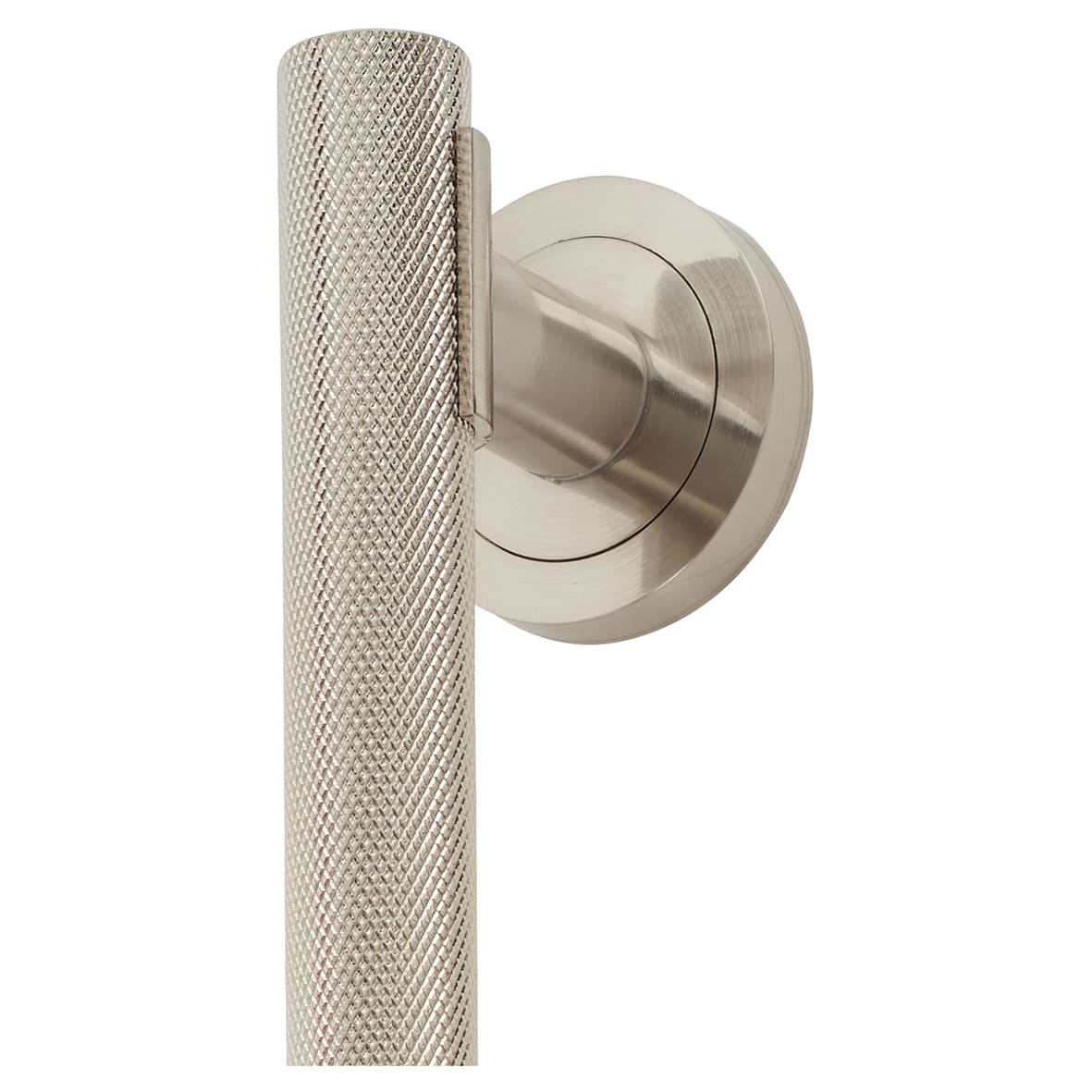 Satin Nickel Knurled T-Bar Door Pull Handle on Rose - Screw Fix - 300mm Centres - view 2