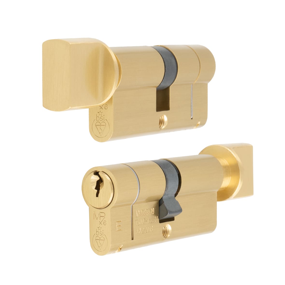 1 Star 6 Pin 80mm Euro Thumbturn Cylinder - 40 + 40mm - Satin Brass - Keyed to Differ - view 2