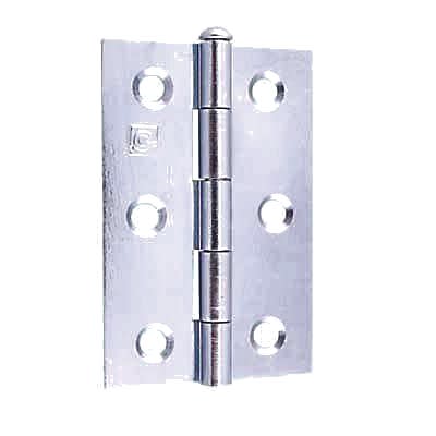 Loose Pin Steel Butt Door Hinge - 75 x 50mm - Bright Zinc Plated - Pair - view 2