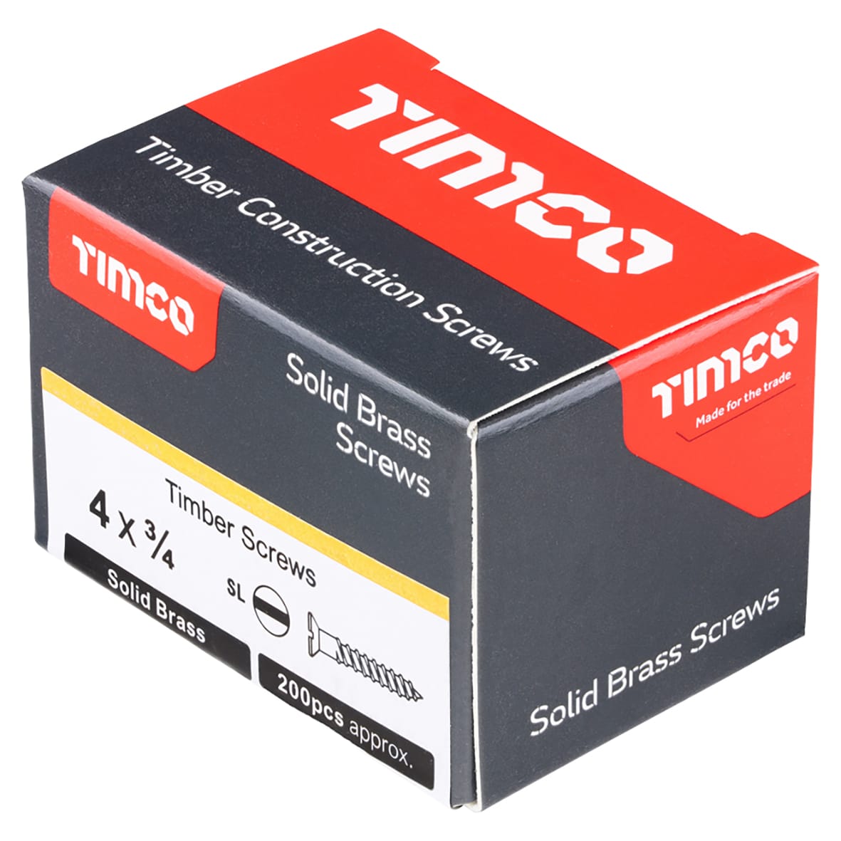 Slotted Countersunk Wood Screws - 4 x 3/4" - Solid Brass - Pack of 200 - view 3