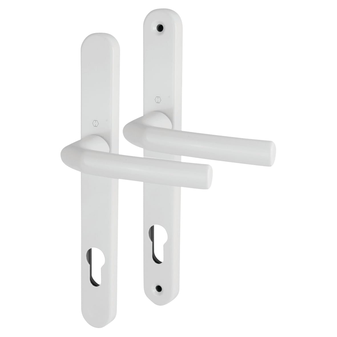 1117/3810N White uPVC Multipoint Door Handles - Long Plate - 92mm c/c - 70mm door - Birmingham Range - view 2