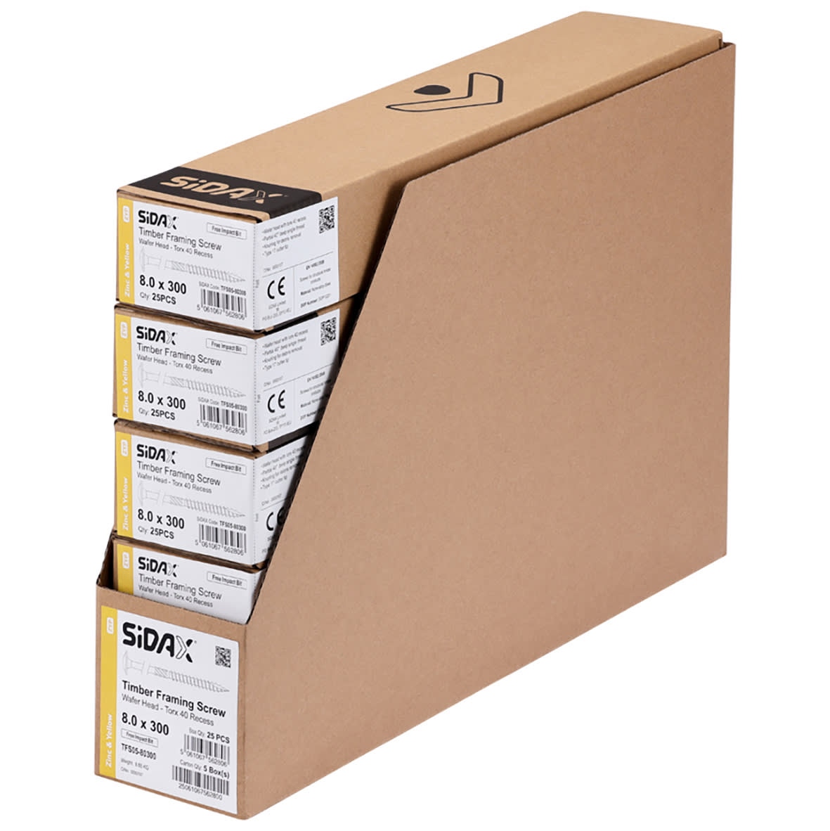 Timber Frame Screws Wafer Head - 8.0 x 300mm - Yellow Zinc - Pack of 25 - view 3