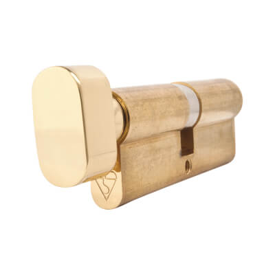 1 Star 6 Pin Kitemarked 90mm Euro Thumbturn Cylinder - 45mm Turn + 45mm - Polished Brass - view 3