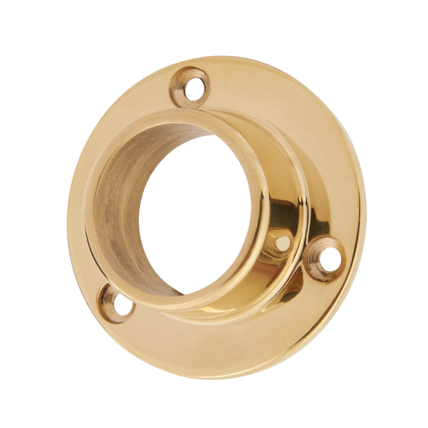 38mm Heavy Solid Brass Round Tube Hanging Rail End Socket - Polished - view 2