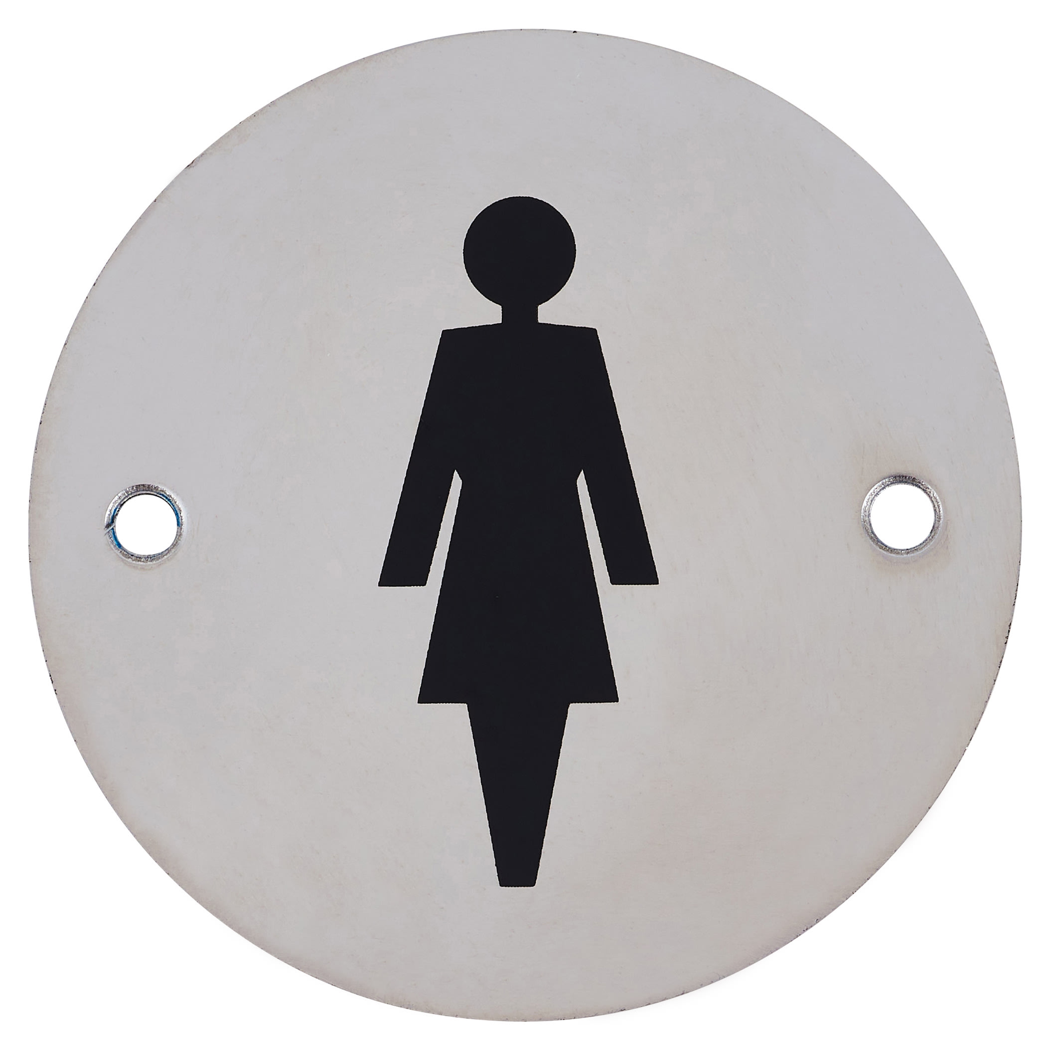 Ladies Toilet Door Sign - 75mm Diameter - Polished Stainless Steel - view 2