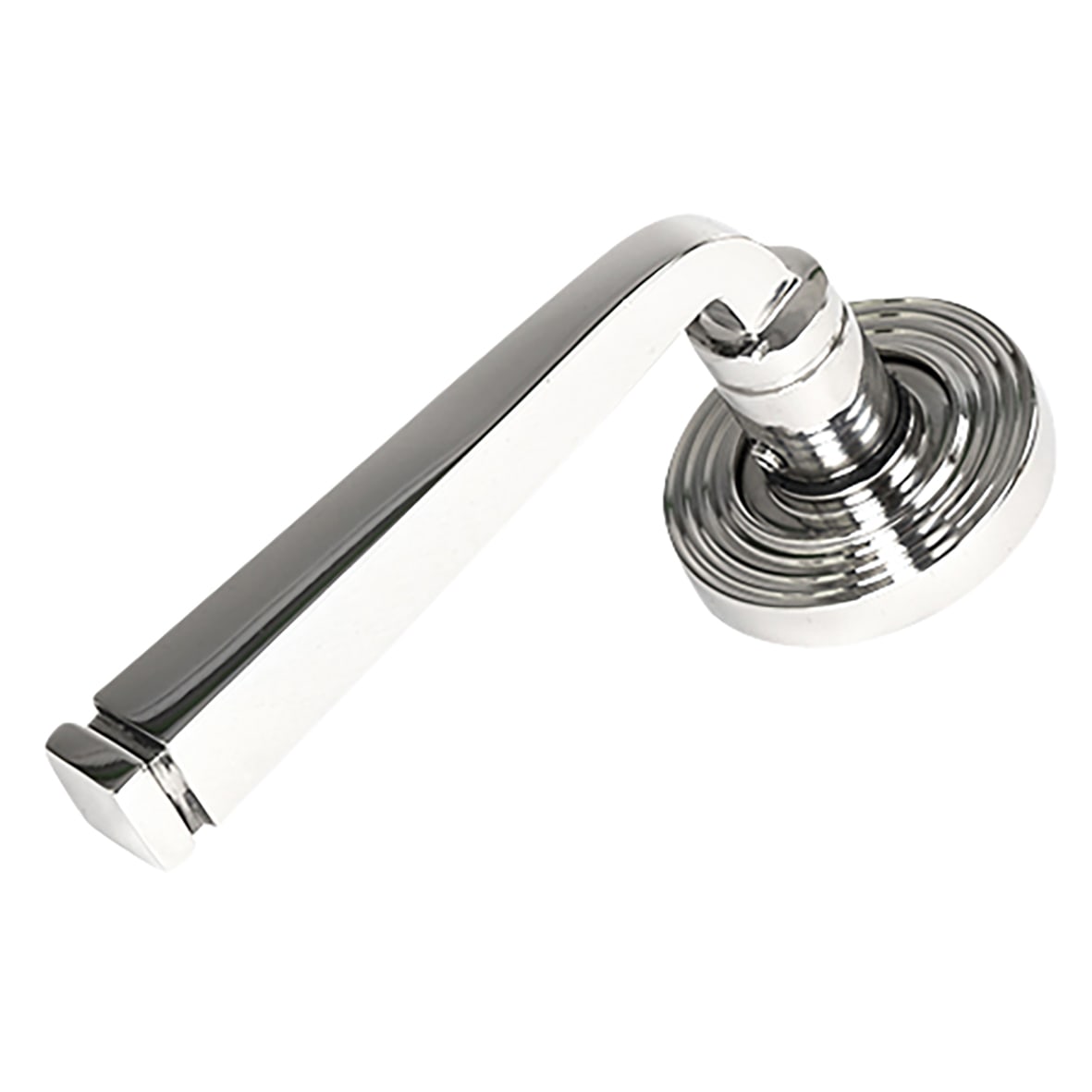 Polished Stainless Steel Door Handles on Round Beehive Rose - Avon Range - view 2